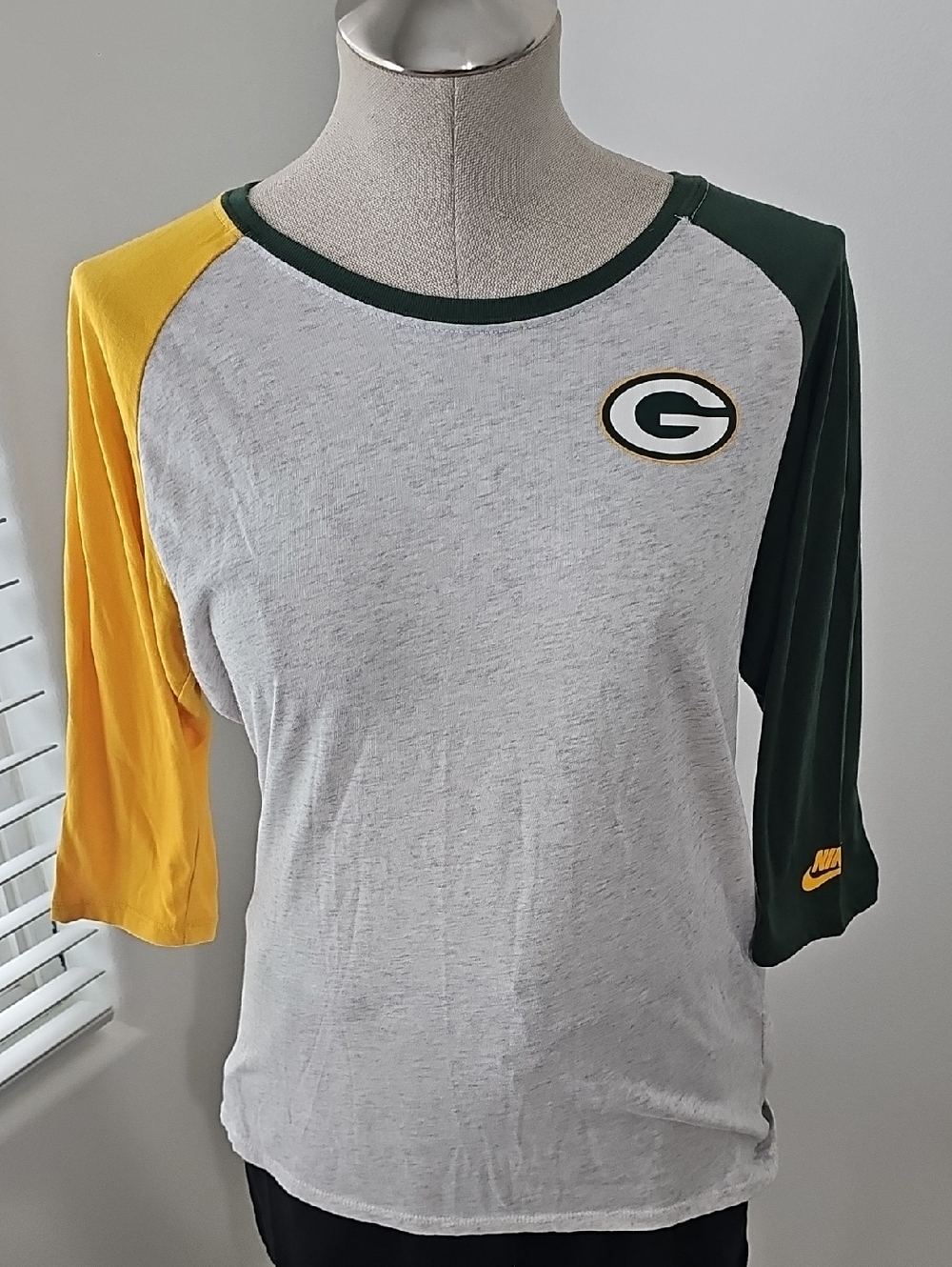 Nike Green Bay Packers Raglan Tee - Gray/Green/Gold